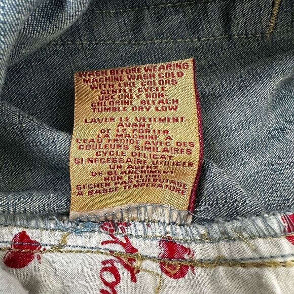 Y2K Apple Bottom Jeans Womens 38 Multi Buckle Detail Baggy Denim Crop Streetwear - Picture 11 of 15